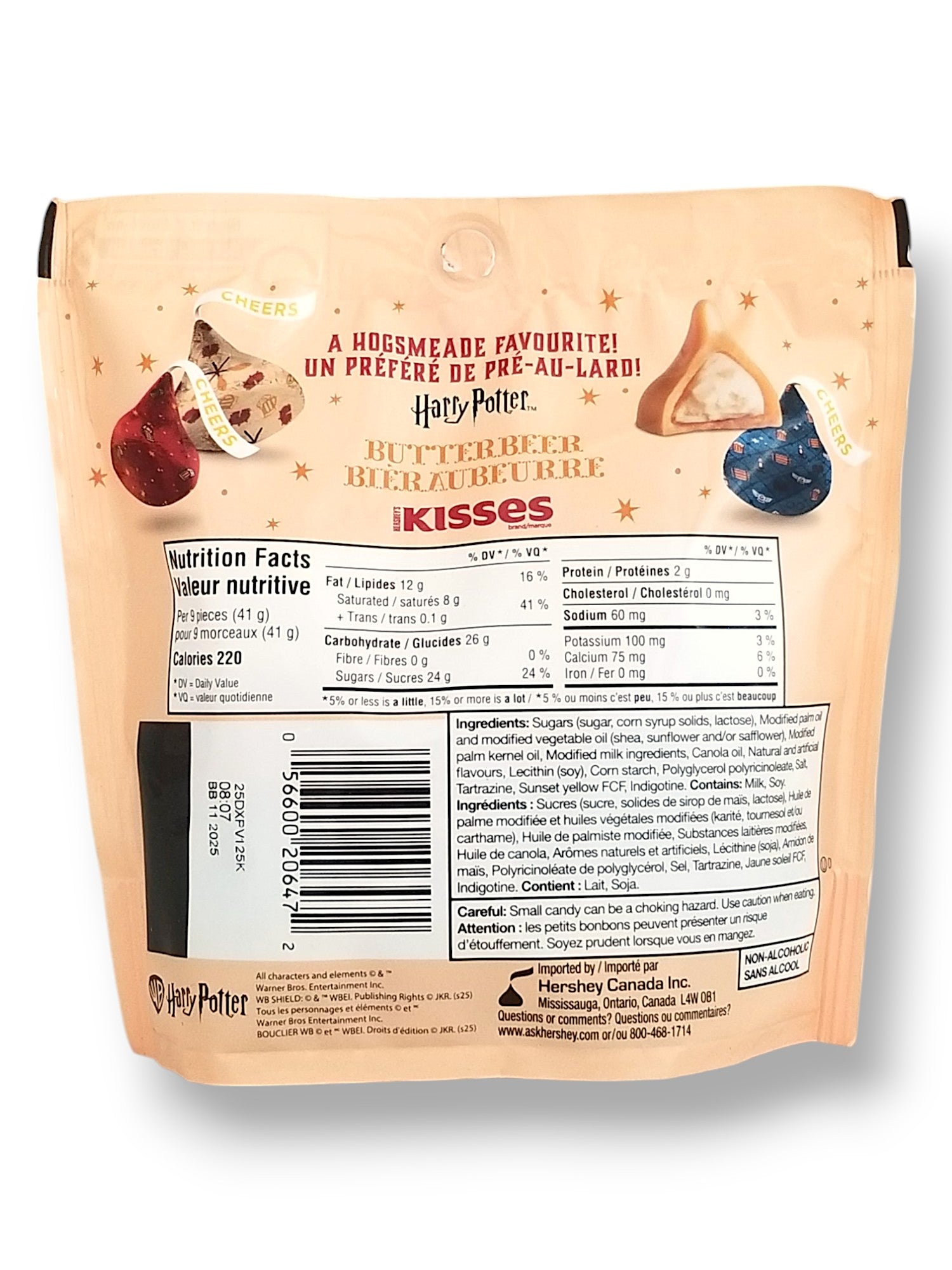 Hershey's Easter Harry Potter Butterbeer Flavored Kisses, 180g/6.3 oz. - Back Of Bag