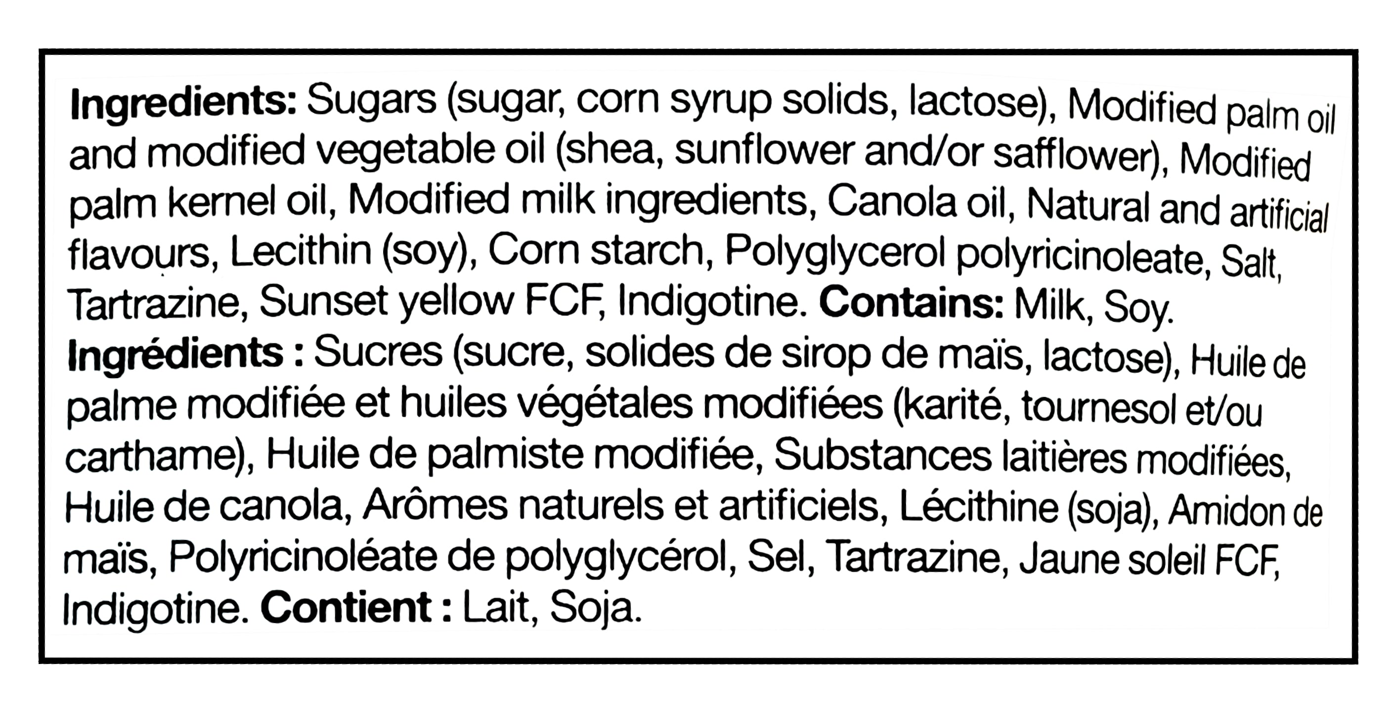 Hershey's Easter Harry Potter Butterbeer Flavored Kisses, 180g/6.3 oz. - Ingredients Label