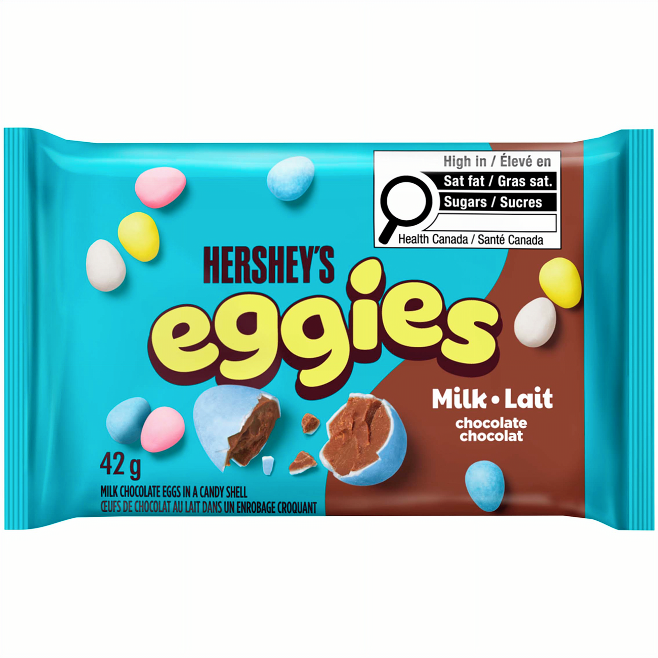 Hershey's Milk Chocolate Eggies, 42g/1.5 oz. - Front Of Bag