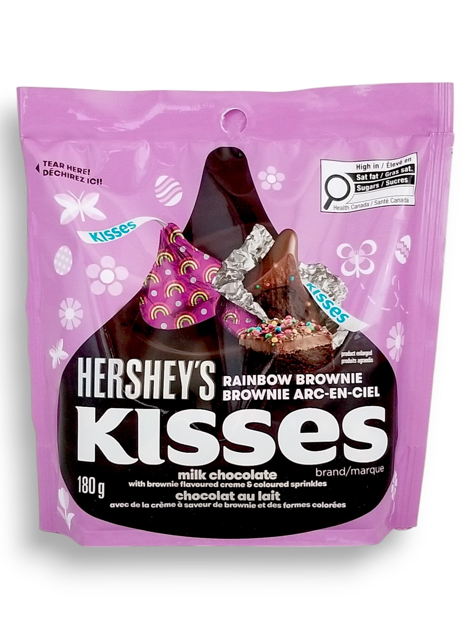 Hershey's Rainbow Brownie Milk Chocolate Kisses, 180g/6.3 oz. - Front Of Bag