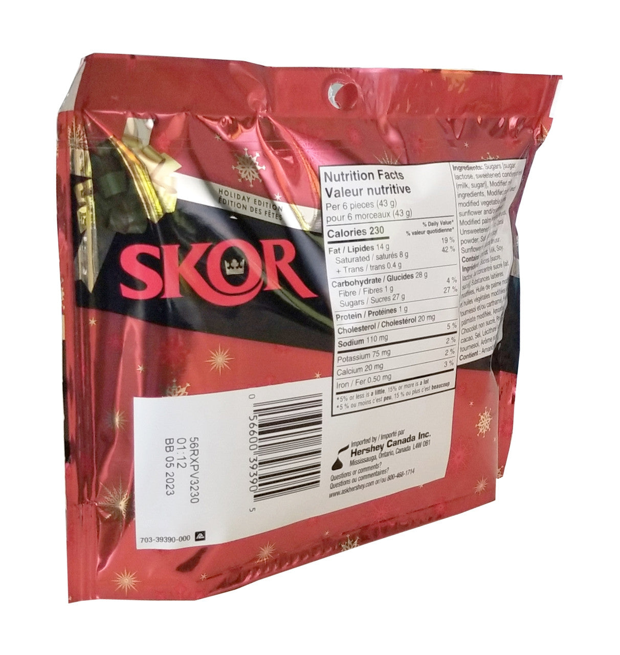 Hershey Skor Bars Holiday Edition, 161g/5.6 oz. Bag (Imported from Canada)