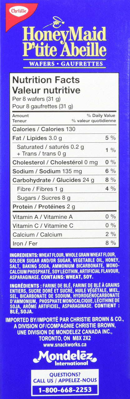 Honey Maid Graham Wafers, 400g/14.1 oz Box Nutrition Facts