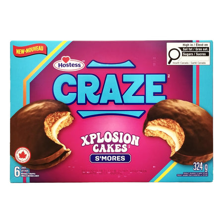 Hostess CRAZE Xplosion S’mores Snack Cakes 324g (11.4 oz) — 6 Count Box