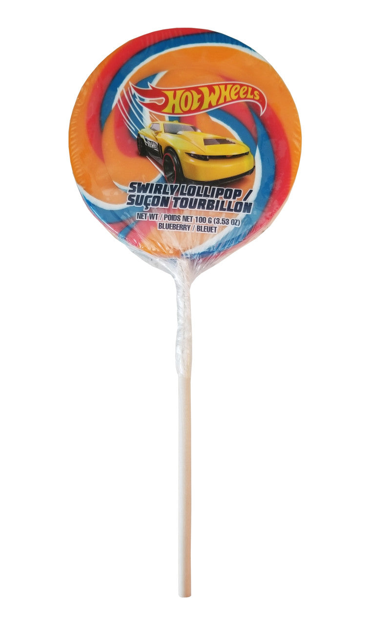 Exclusive Brands, Hot Wheels, Jumbo Swirly Lollipop, Blueberry Flavor, 100g/3.53 oz. {Imported from Canada}
