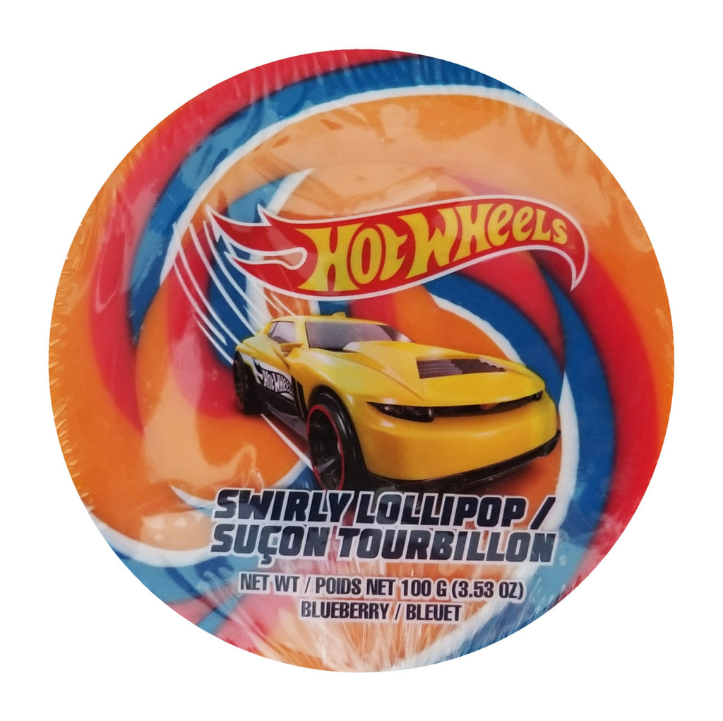 Exclusive Brands, Hot Wheels, Jumbo Swirly Lollipop, Blueberry Flavor, 100g/3.53 oz. {Imported from Canada}