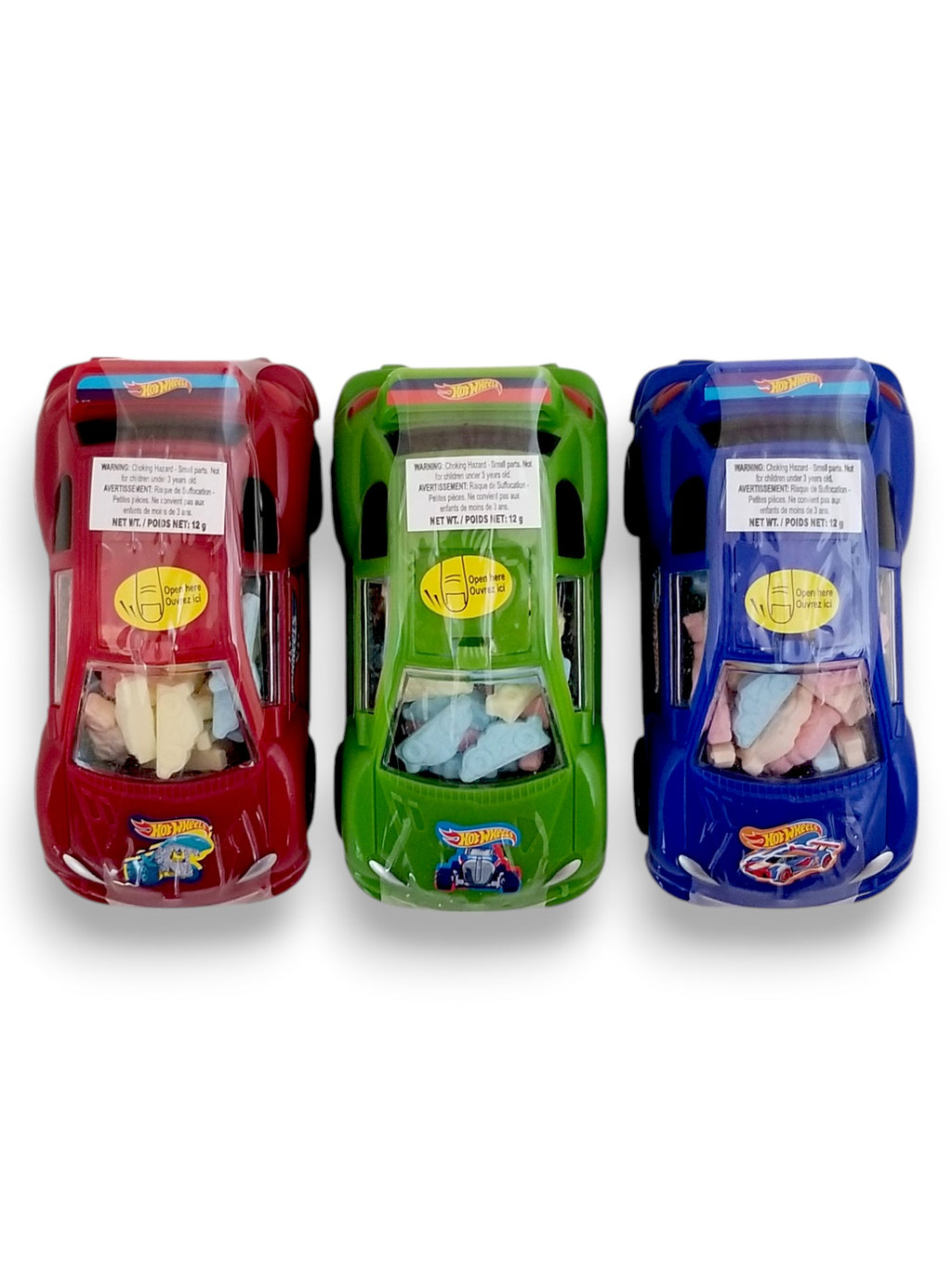 Hot Wheels Sweet Racer Novelty Candy & Toy, 12g/0.4 oz. - Top Of Red, Green & Blue Racers