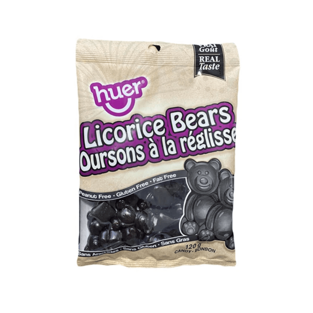 Huer Licorice Bears Gummy Candy, 120g/4.2 oz., Peg Bag, {Imported from Canada}