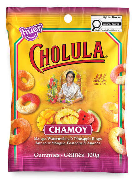 Huer Cholula Chamoy Tropical Ring Gummies – Sour Fruity Candy 100g (3.5 oz)