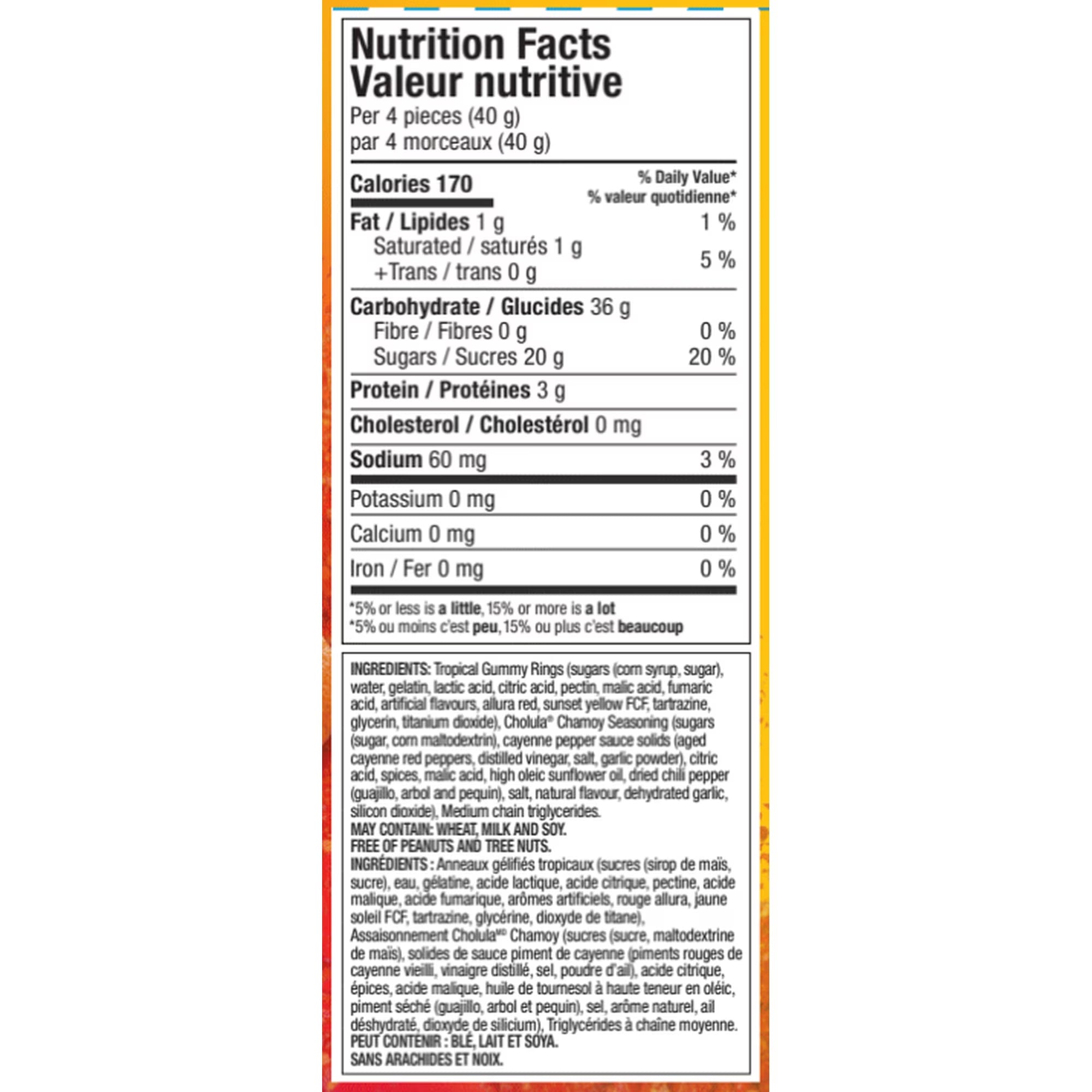 Huer Cholula Chamoy Tropical Ring Gummies – Sour Fruity Candy 100g (3.5 oz)