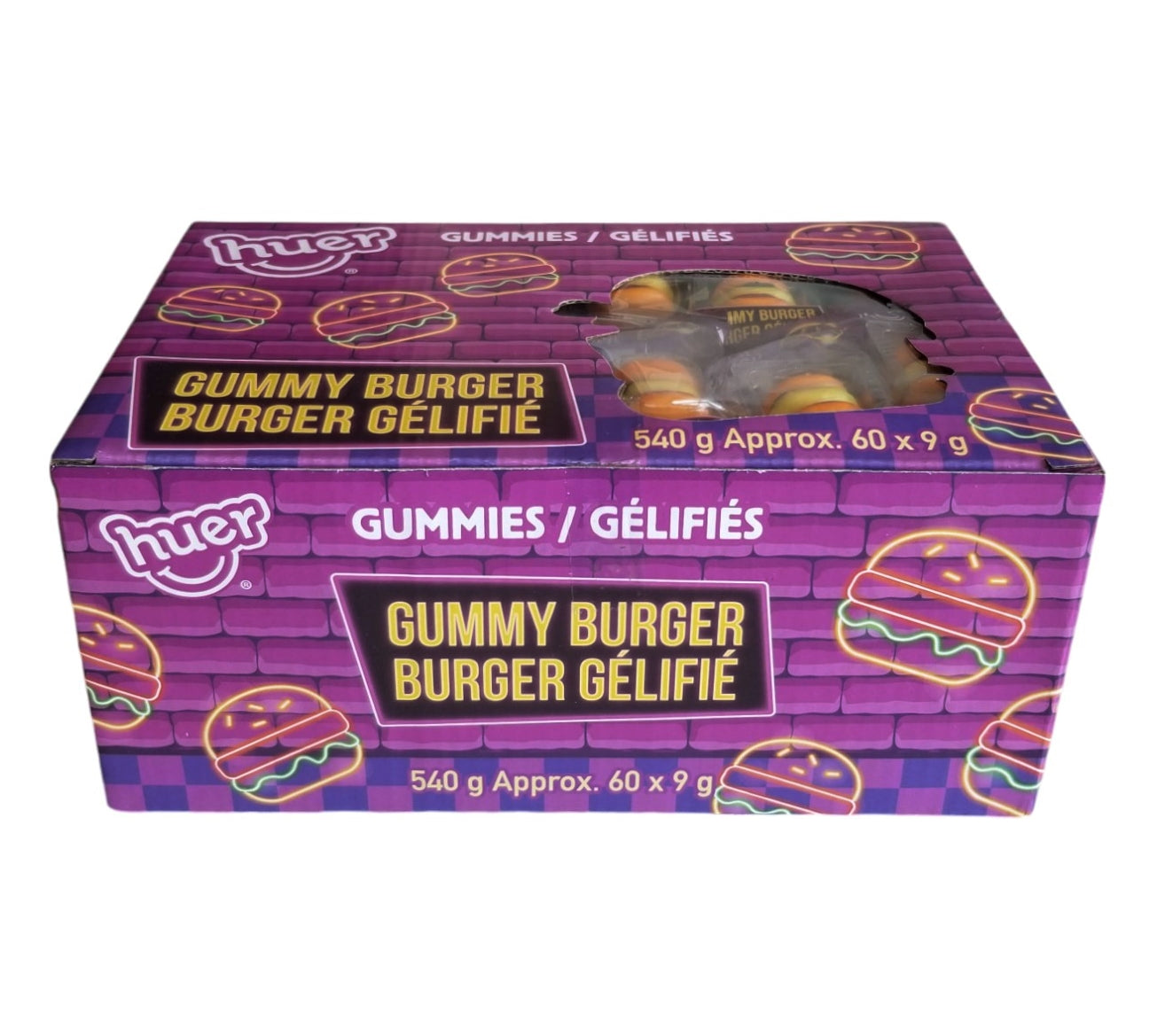 Huer Gummy Burgers, 60 Individually Wrapped Gummies, 540g/19 oz