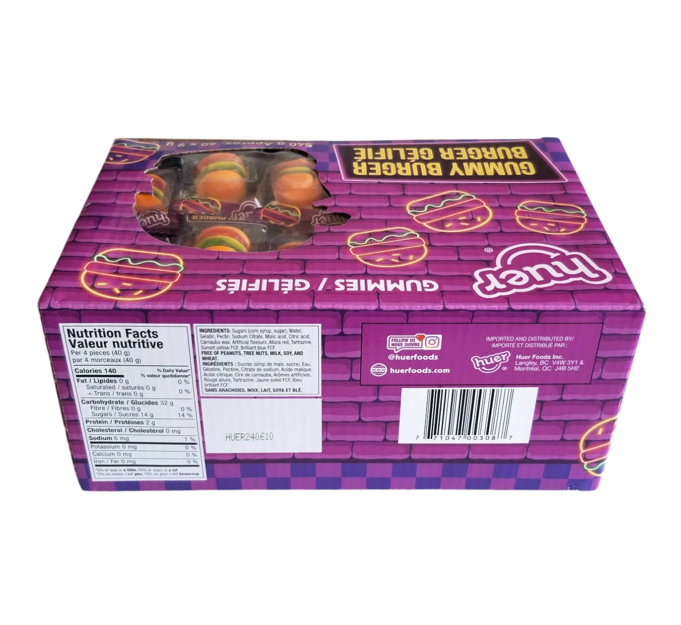 Huer Gummy Burgers, 60 Individually Wrapped Gummies, 540g/19 oz