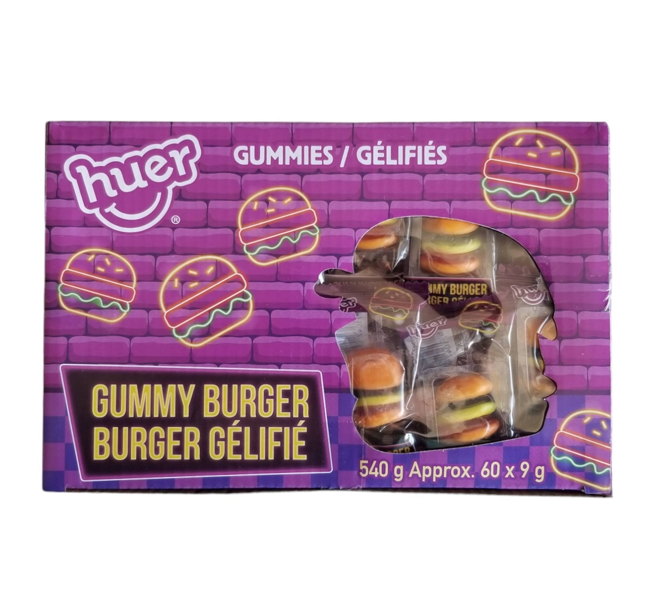 Huer Gummy Burgers, 60 Individually Wrapped Gummies, 540g/19 oz