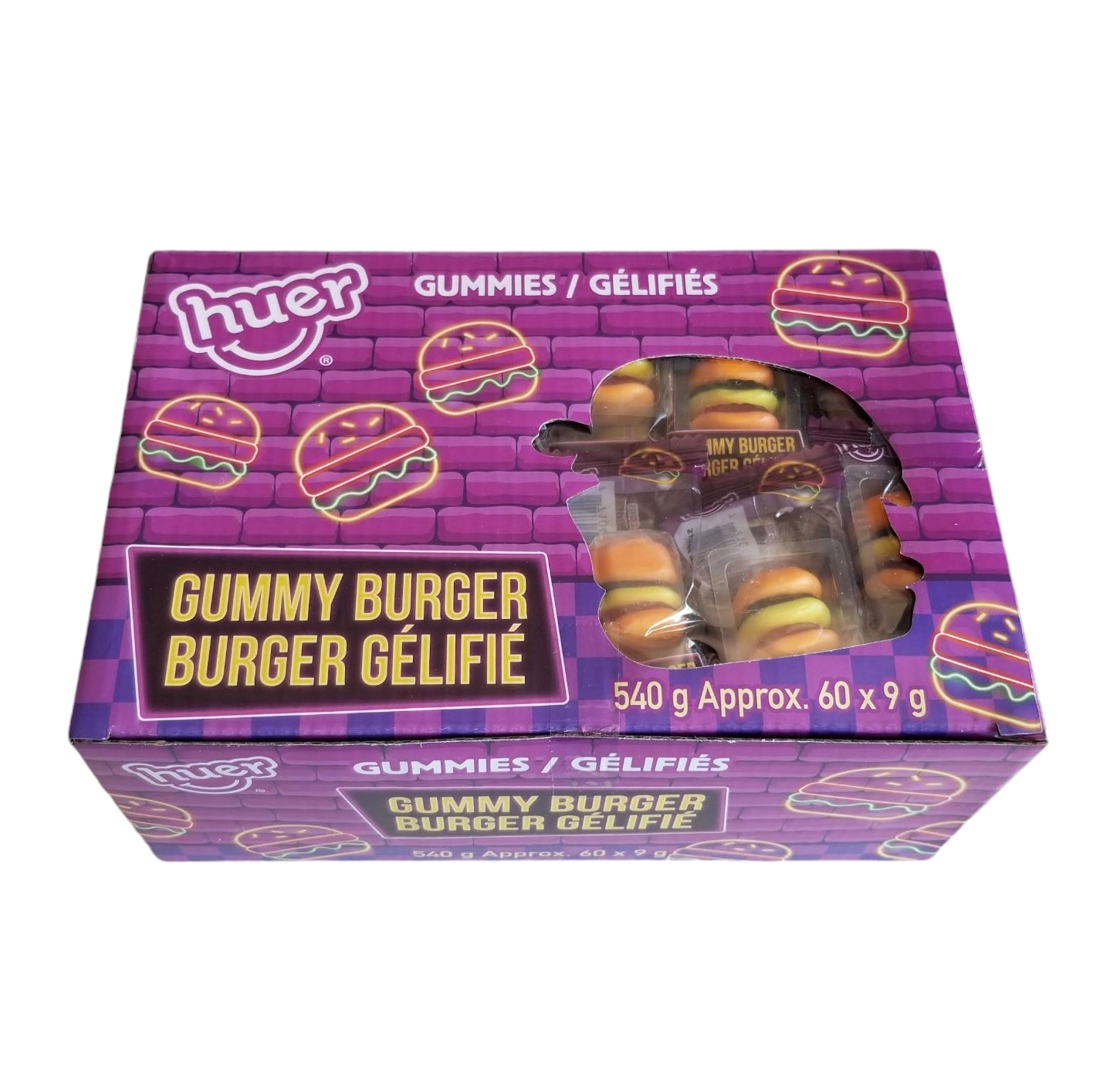 Huer Gummy Burgers, 60 Individually Wrapped Gummies, 540g/19 oz