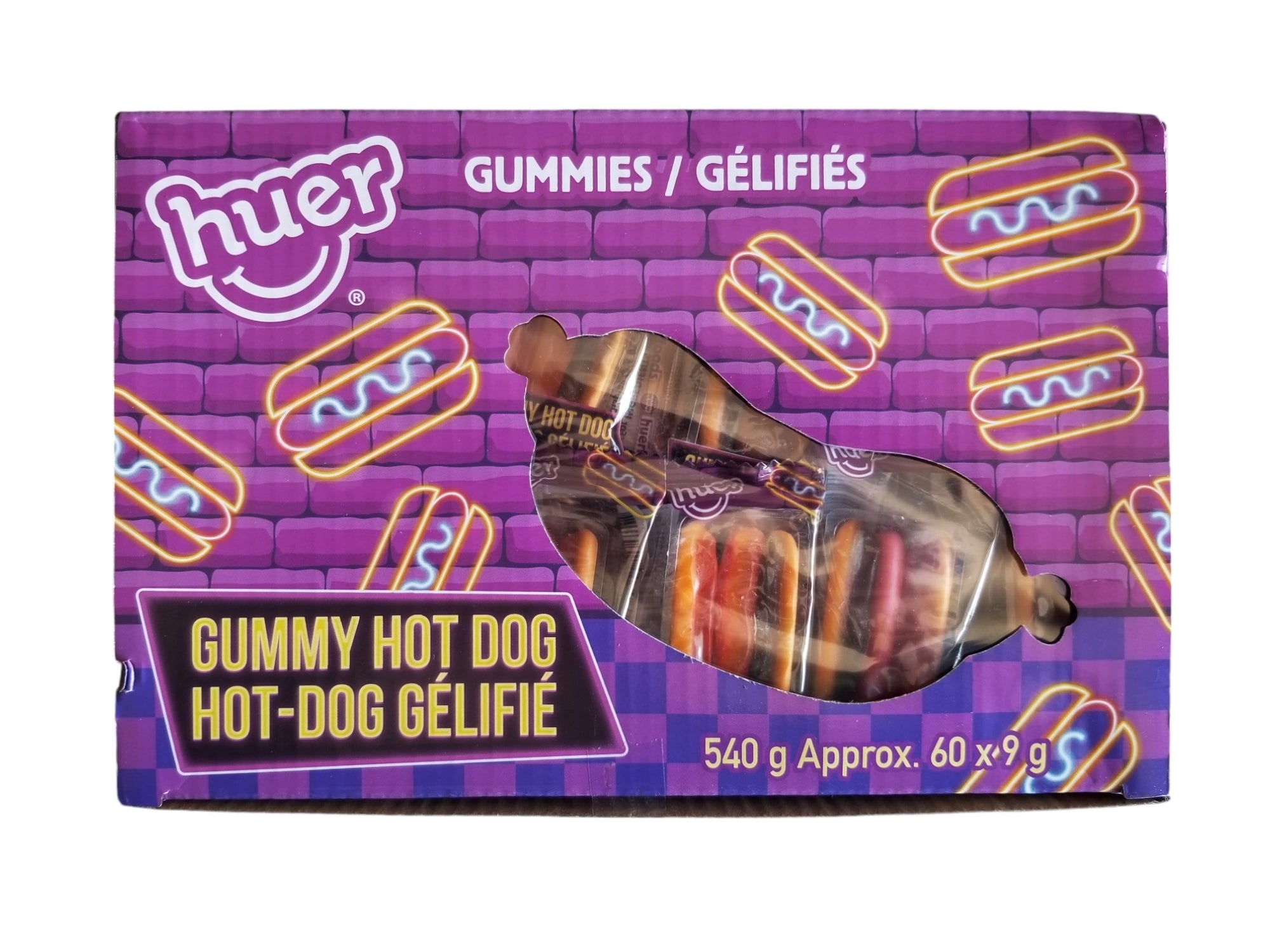 Huer Gummy Hot Dogs, 60 Individually Wrapped Gummies, 540g/19 oz