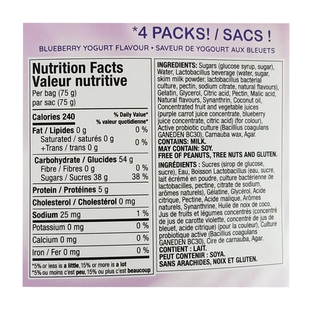 Huer Hero Probiotic Gummy Bears blueberry nutrition facts and ingredients