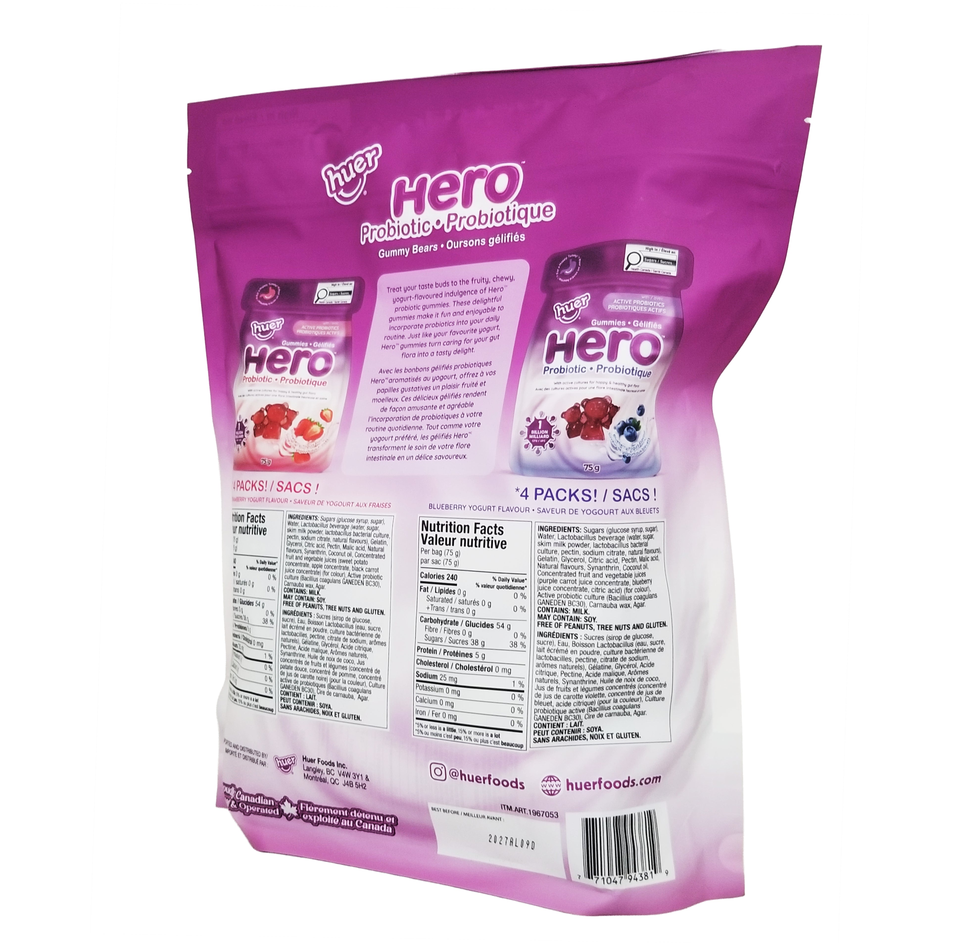 	Huer Hero Probiotic Gummy Bears barcode UPC 771047943819