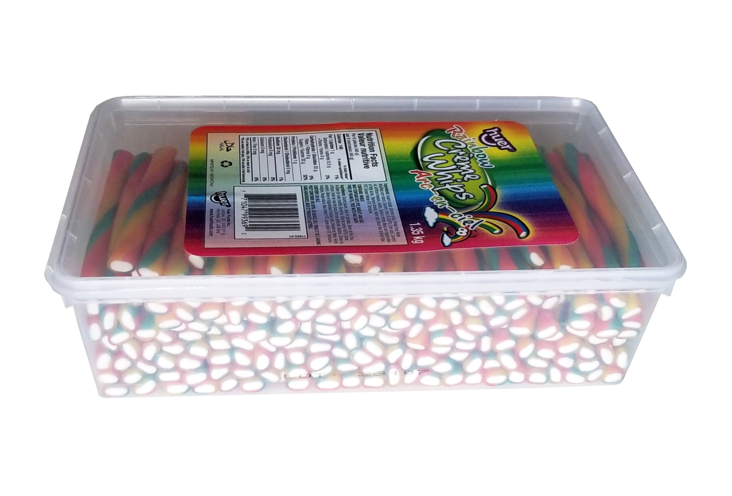 Huer Rainbow Creme Whips Ropes Candy, 1.35kg/3 lbs. Box {Imported