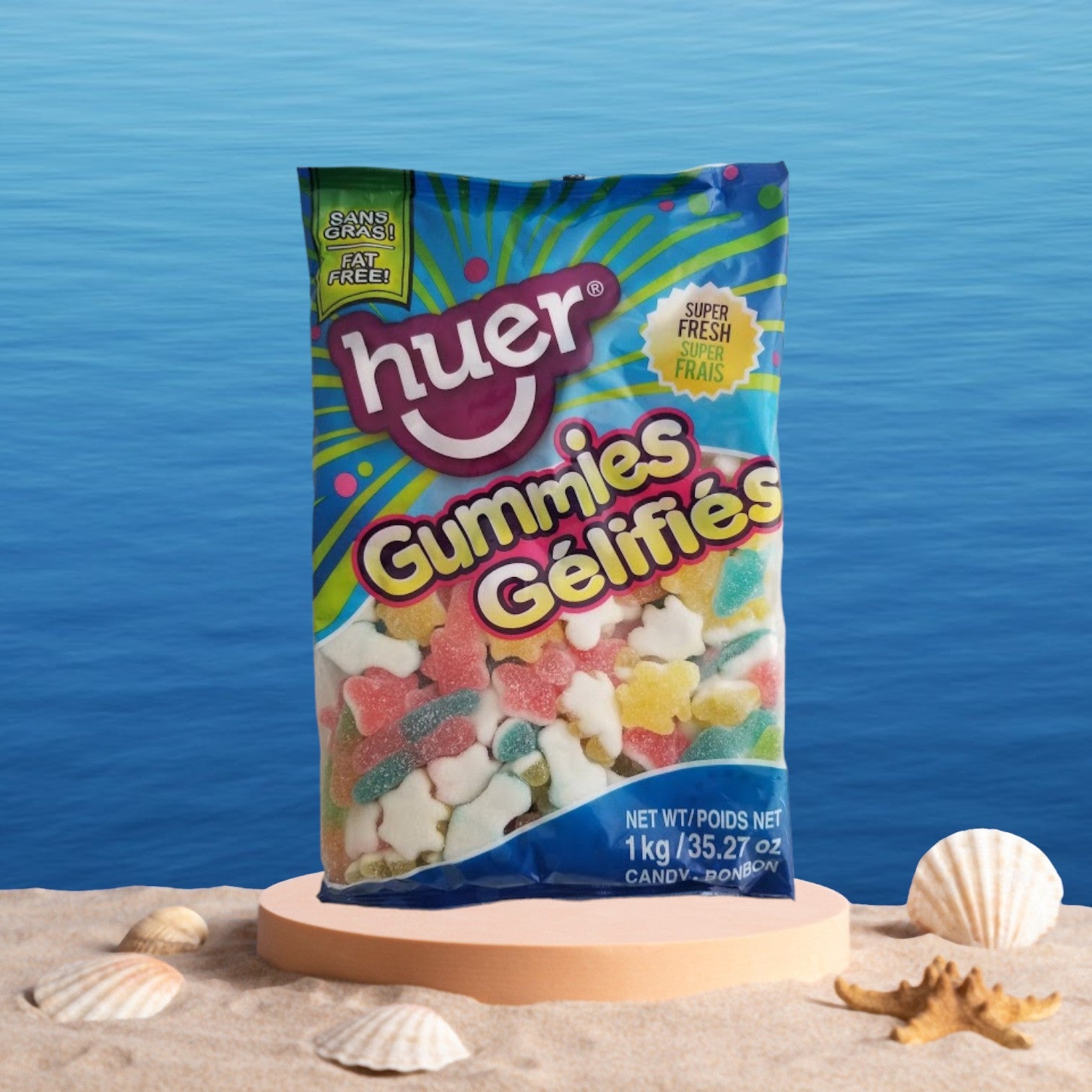 Huer Sour Sea Mix Gummies, 1kg/2.2 lbs