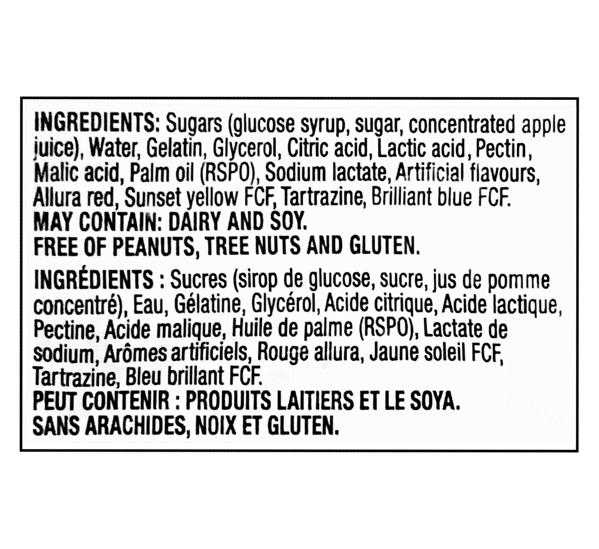 Ingredients list for Huer Sparkle Sea Mix Gummies 120g on a white background