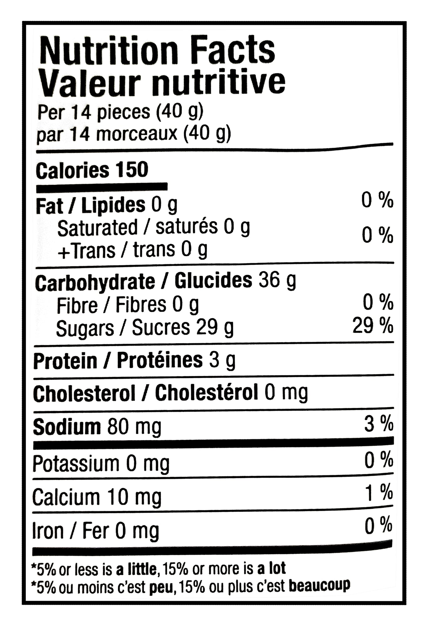 Nutrition facts label for a Huer Frank's Red Hot Spicy Gummy Bears 700g package with specific calorie count, macronutrient breakdown, and other nutritional information.