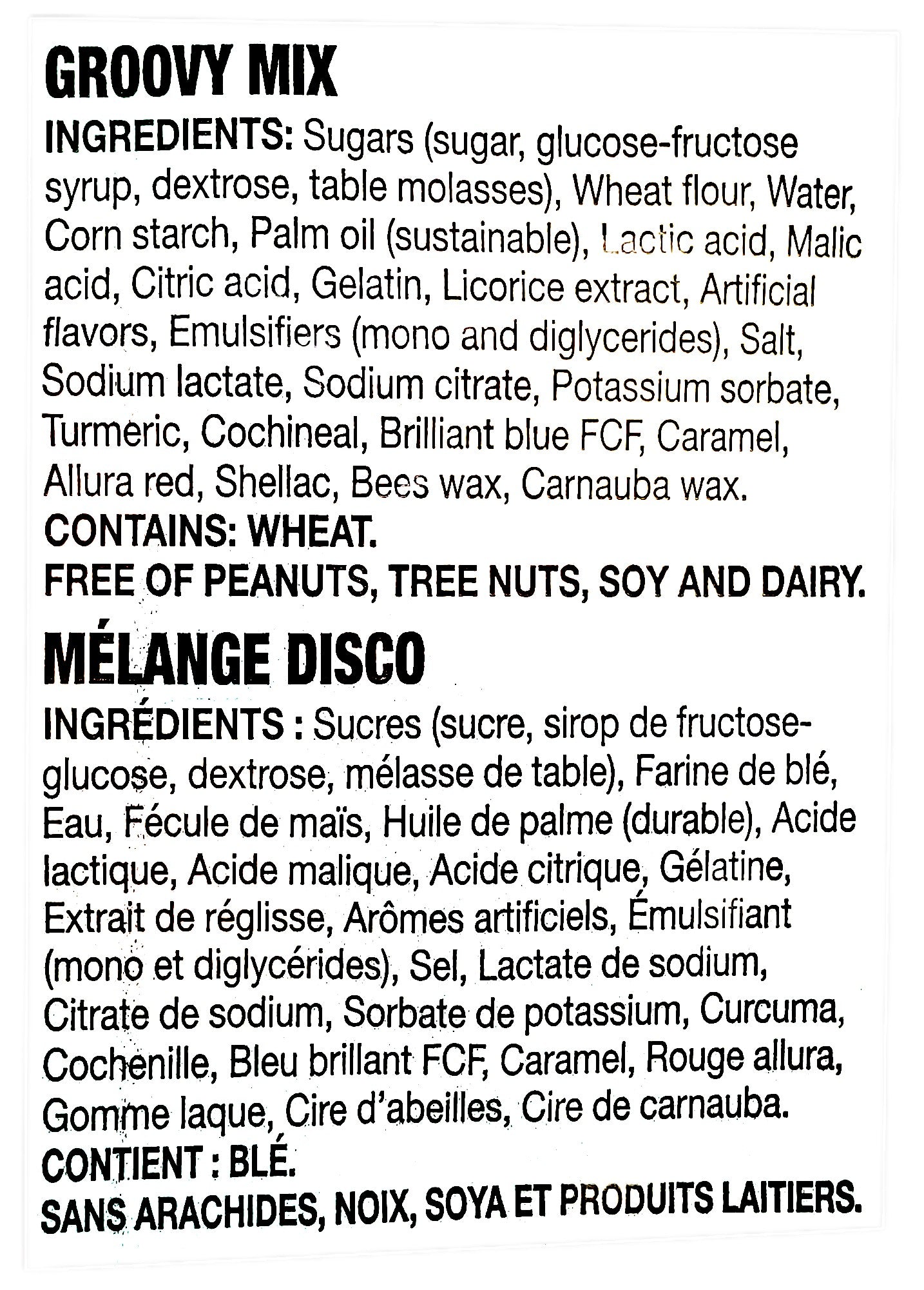 Huer Groovy Gummy Mix, 1kg/2.2 lbs., ingredients label.