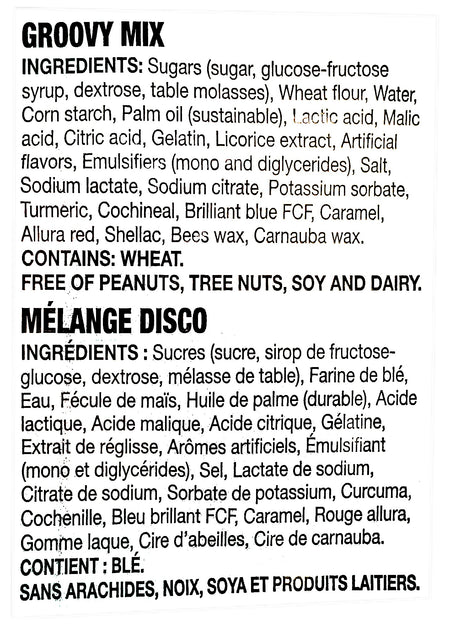 Huer Groovy Gummy Mix, 1kg/2.2 lbs., ingredients label.