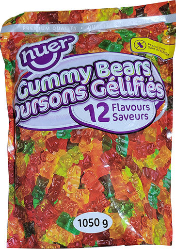 Huer Gummy Bears, 12 Flavors, 1050g/2.3lbs., Bag, {Imported from Canada}