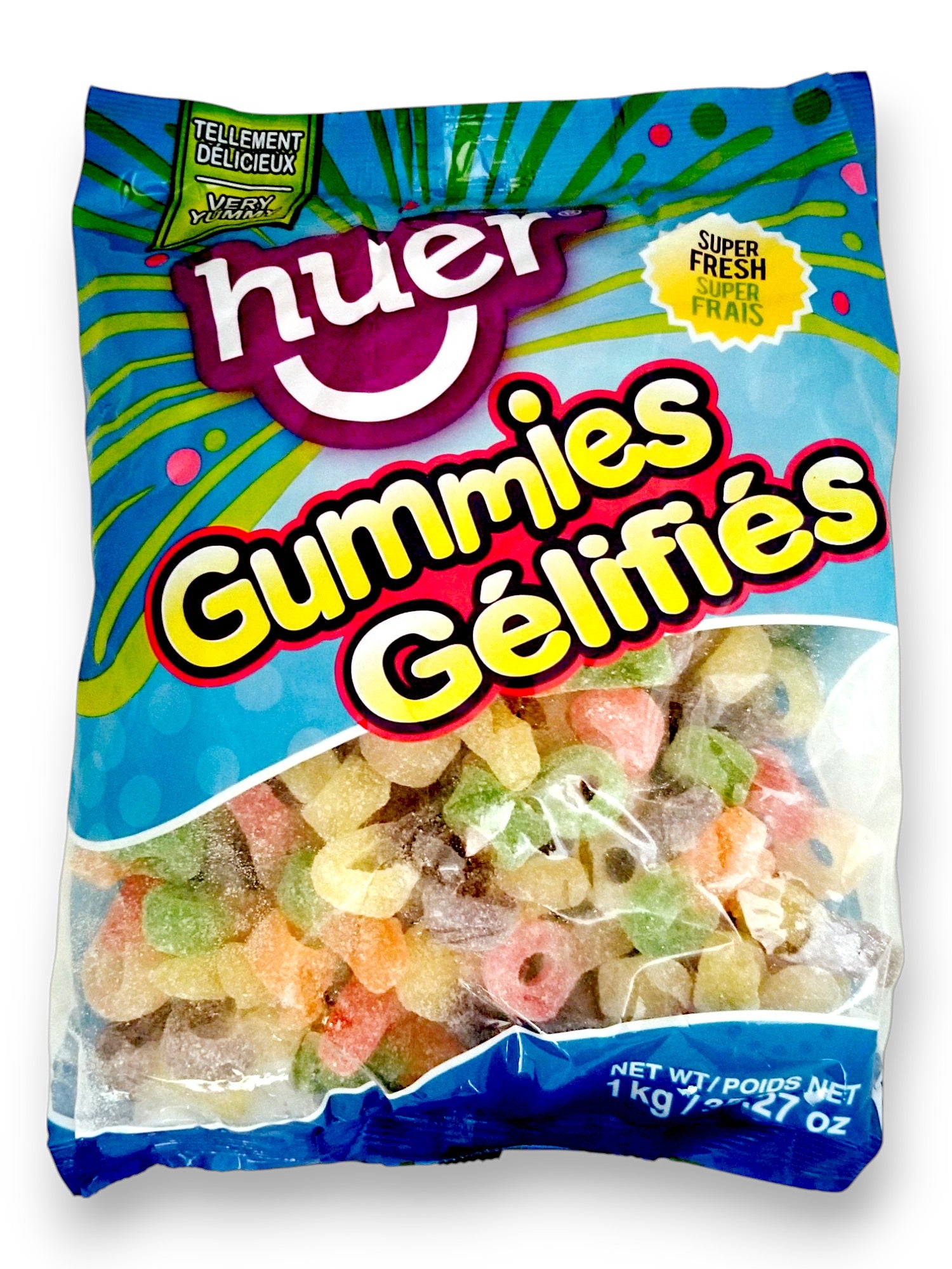 Huer Mini Sour Suckers Gummies, 1kg/2.2 lb. - Front Of Bag