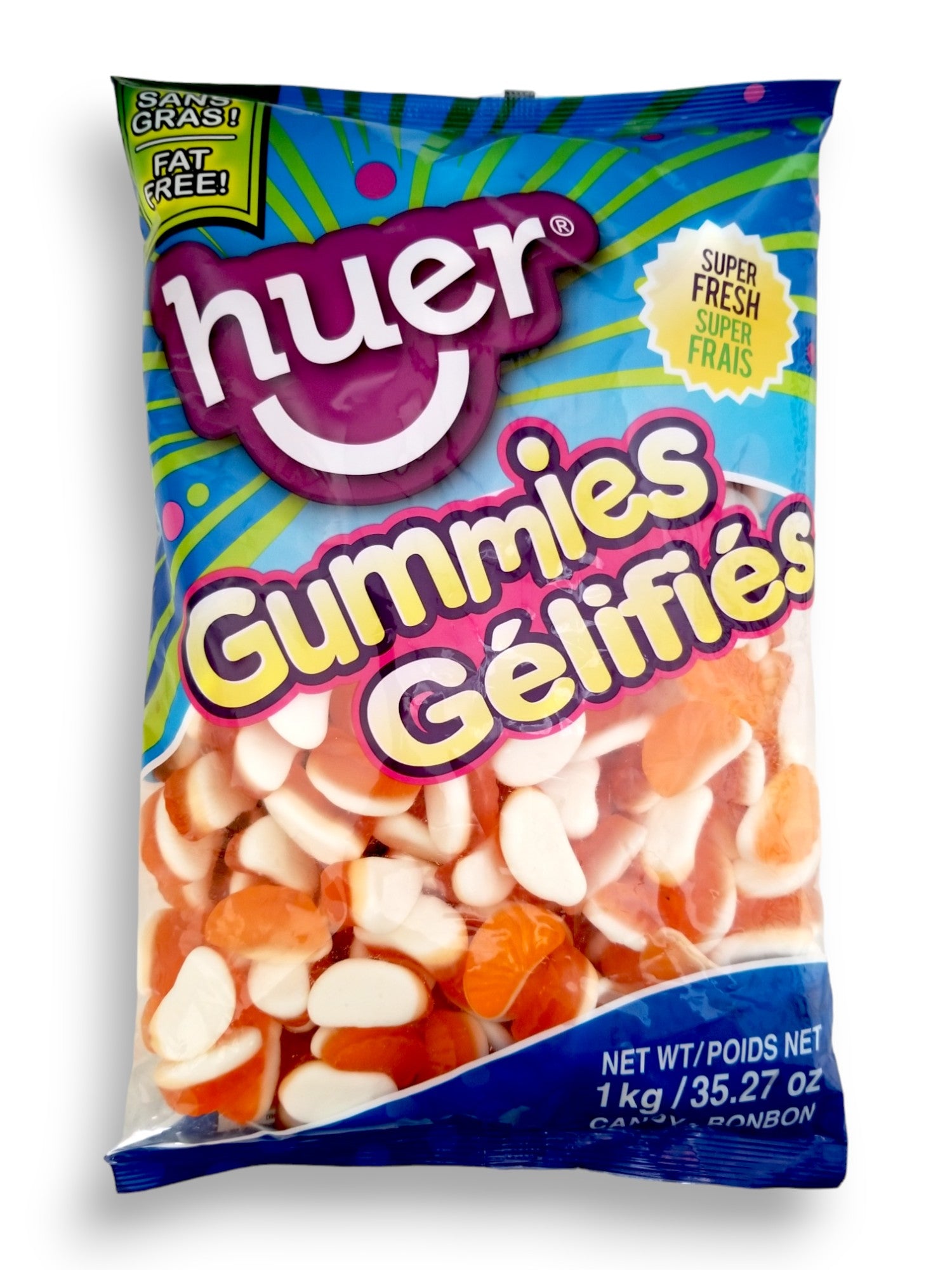 Huer Orange Slices Gummies, 1kg/2.2 lbs., front of bag.