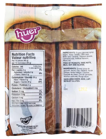 Huer Root Beer Gummy Candy, 100g/3.5 oz., Peg Bag, {Imported from Canada}