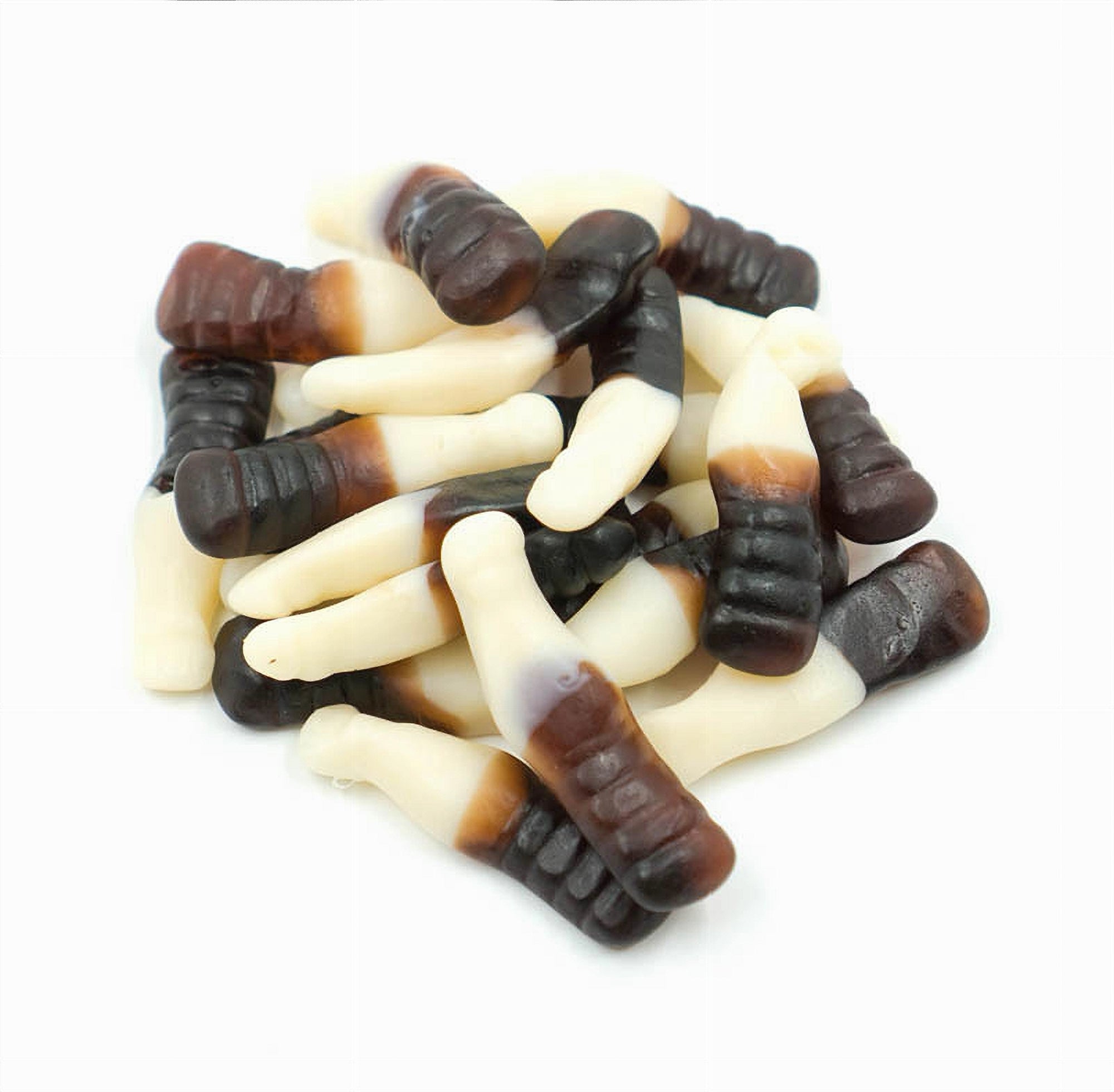 Assorted Huer Root Beer Gummy Candies on a white background