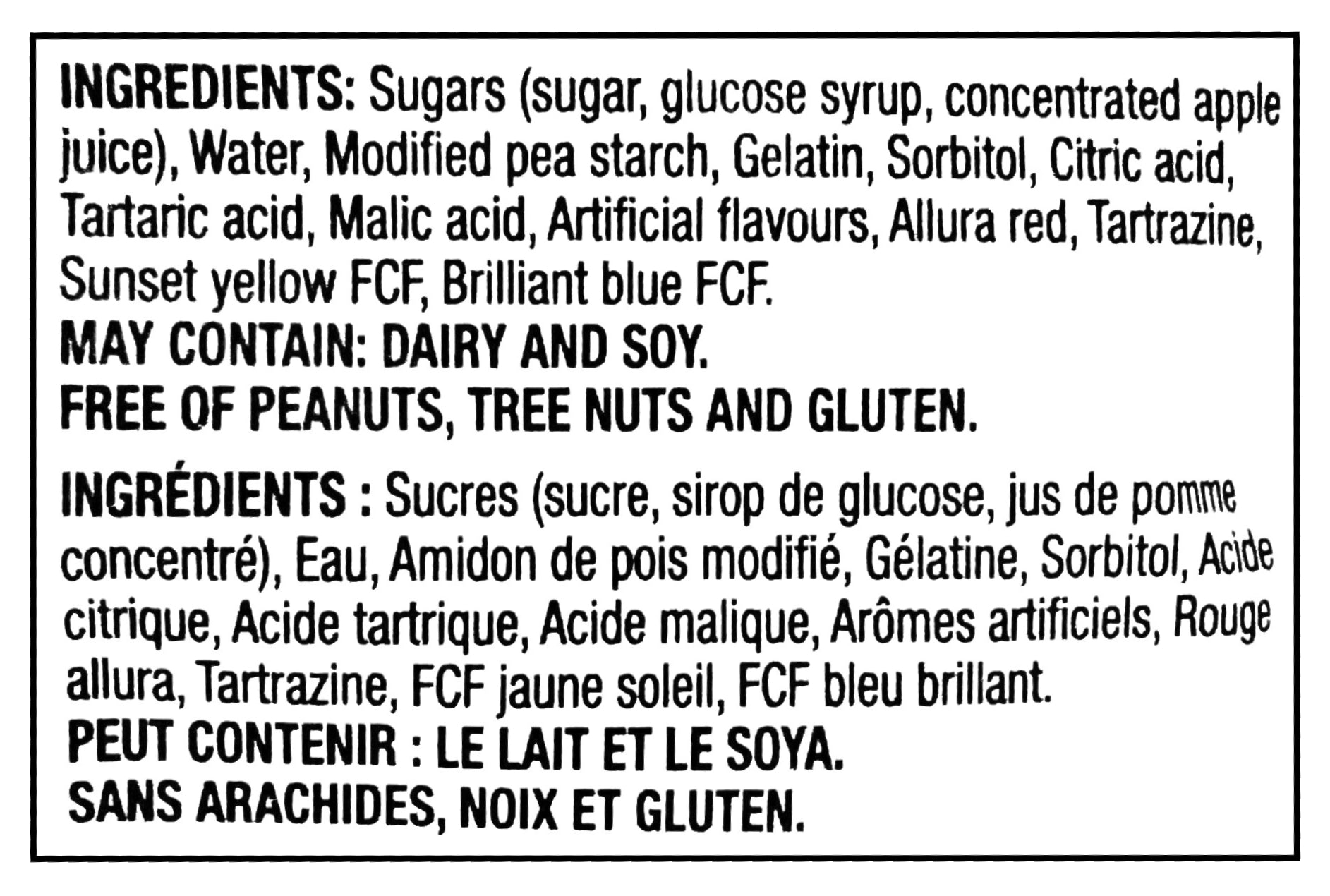 Huer Sour Suckers Gummy Candy, 120g/4.2 oz - Ingredients