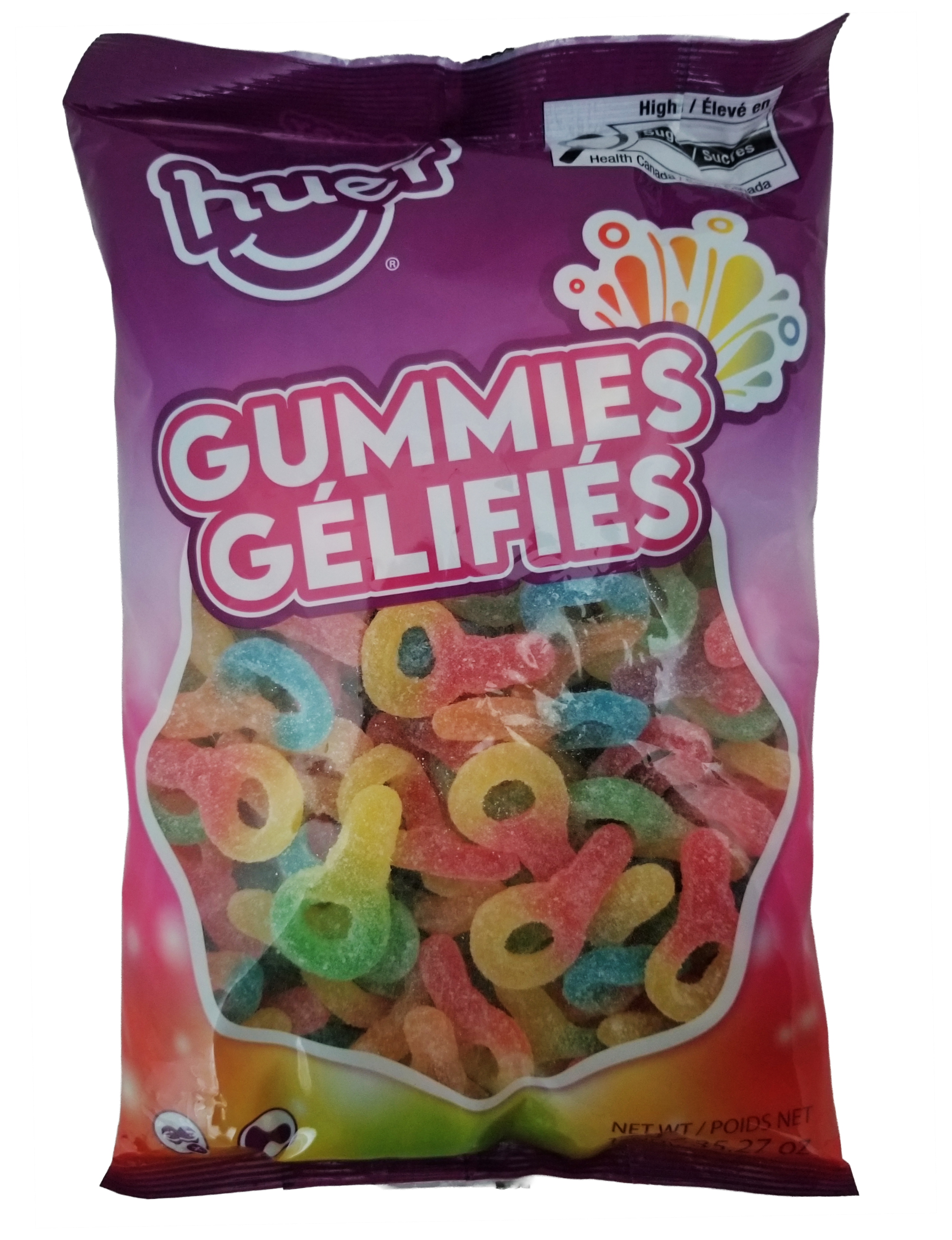 Huer Sour Suckers Gummy Candy, Peanut Free Fruity Candy, 1kg/2.2 lb