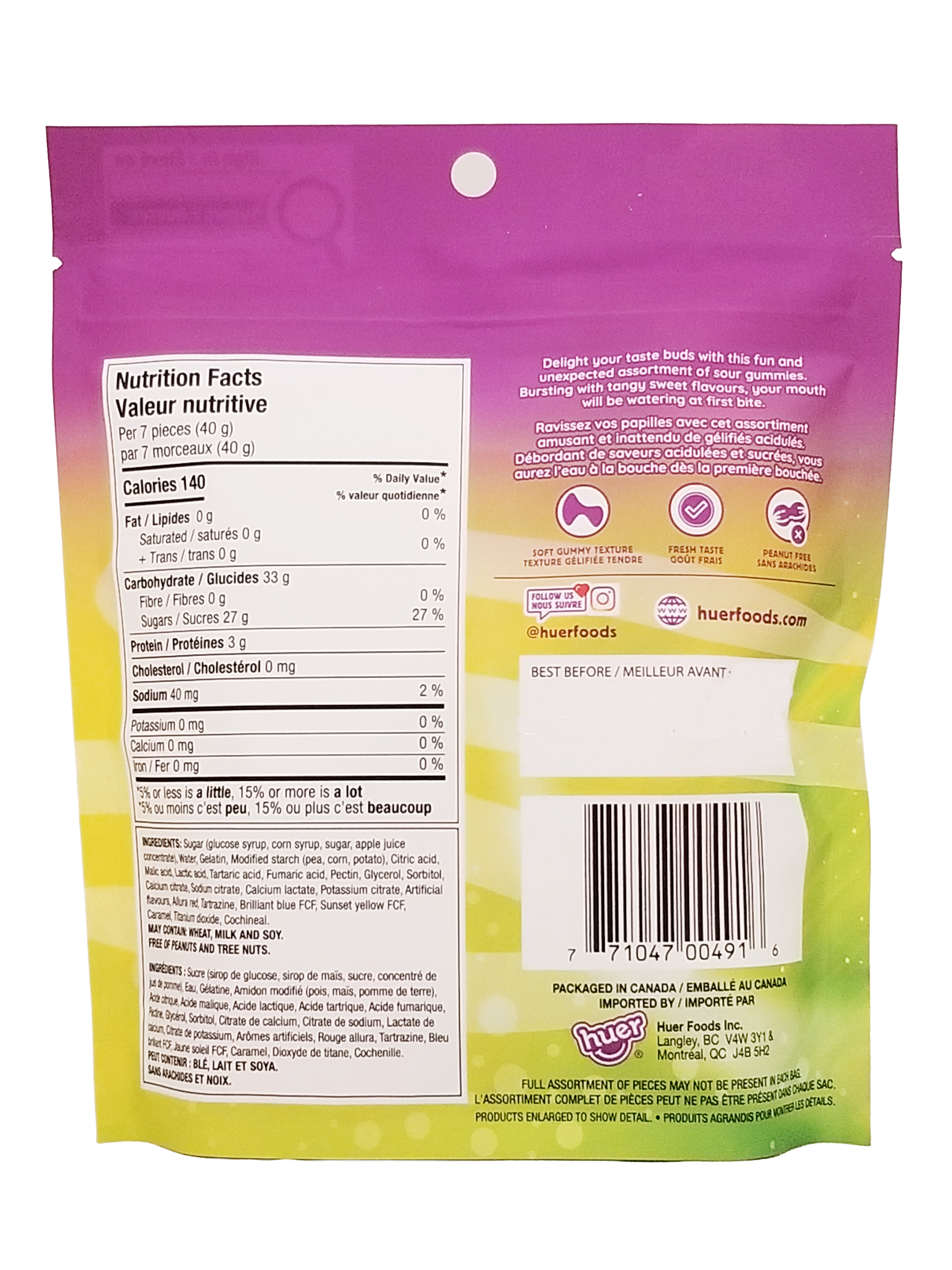 Huer Sour Super Mix Gummies, 180g/6.3 oz