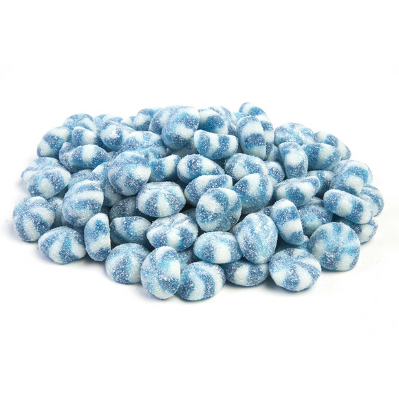 Huer Small Swirls-Sour Blue Raspberry Gummy Candy 1kg/2.2lb Bag {Imported from Canada}