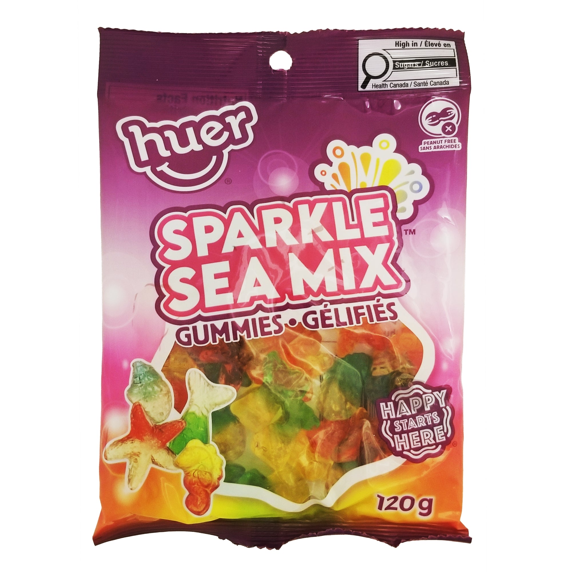 Huer Sparkle Sea Mix gummies 120g packaging on a white background