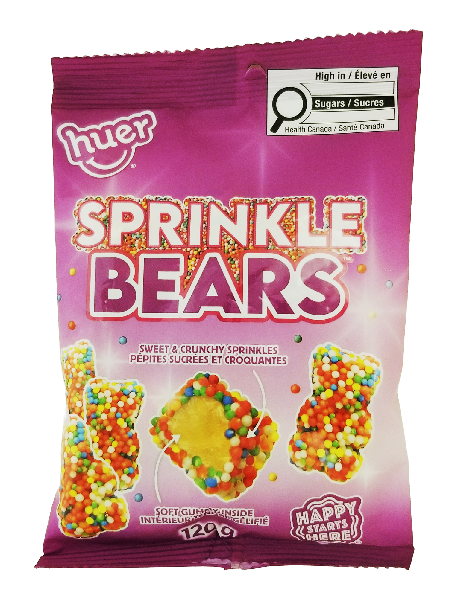 Package of Huer Sprinkle Bears Gummies 120g on a white background