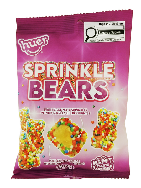 Package of Huer Sprinkle Bears Gummies 120g on a white background