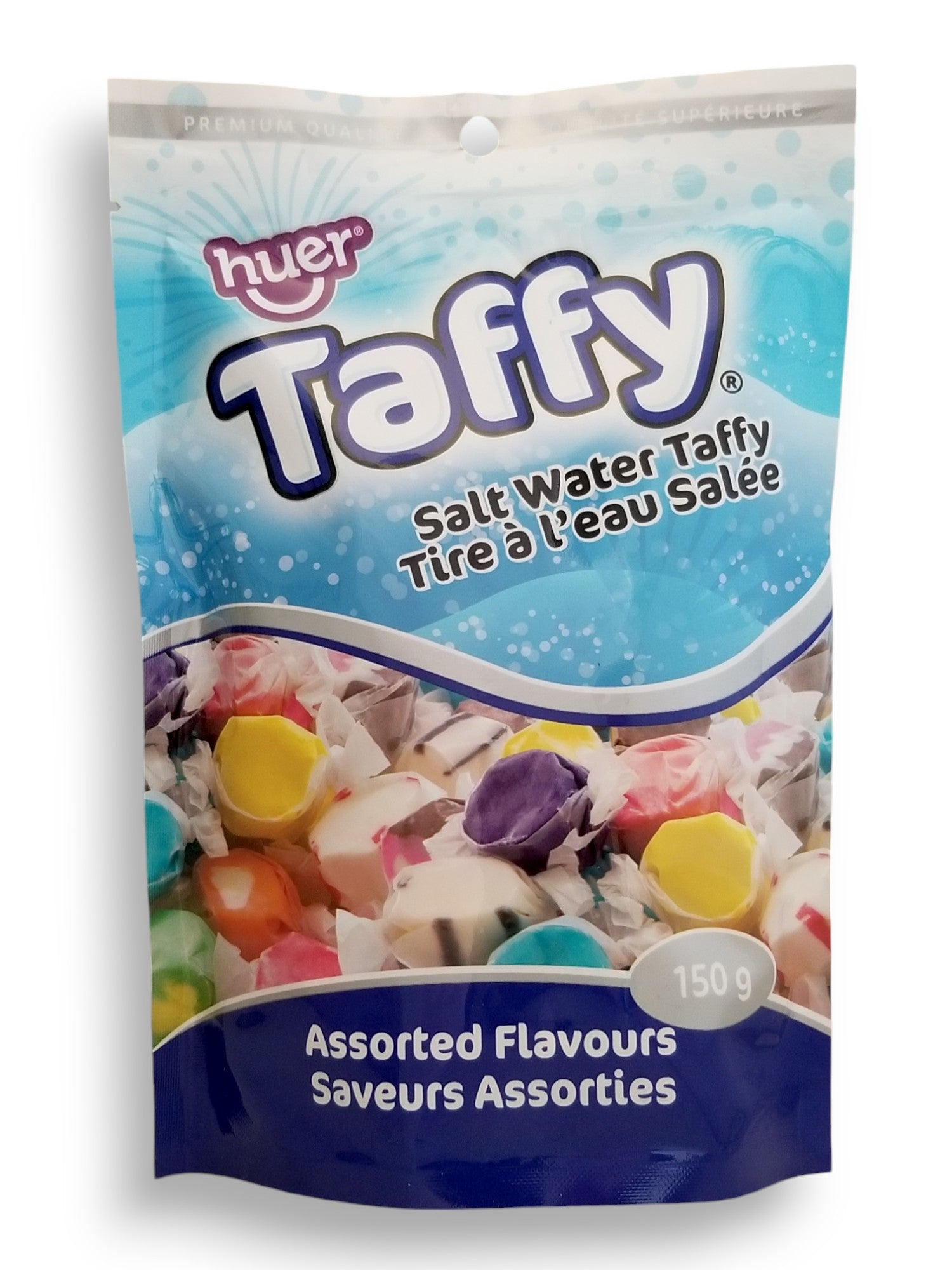 Huer Salt Water Taffy, Assorted Flavors, 150g/5.3 oz. Bag, front of bag