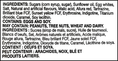 Huer Salt Water Taffy, Assorted Flavors, 150g/5.3 oz. Bag, ingredients label