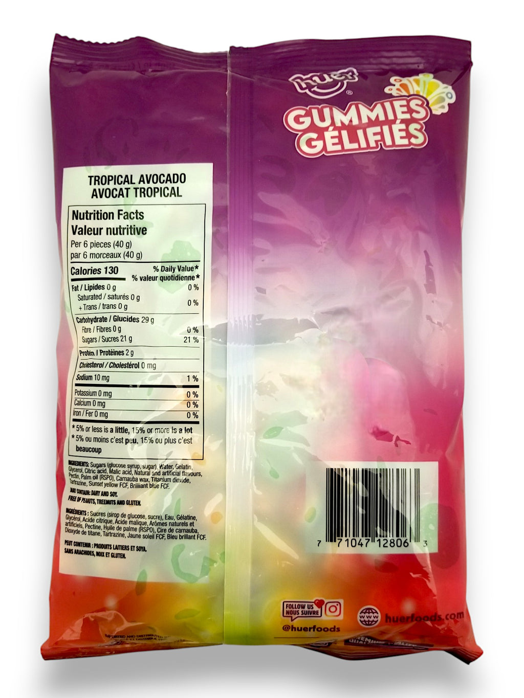 Huer Tropical Avocado Gummies, 1kg/2.2 lb. - Back