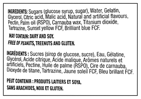 Huer Tropical Avocado Gummies, 1kg/2.2 lb. - Ingredients Label