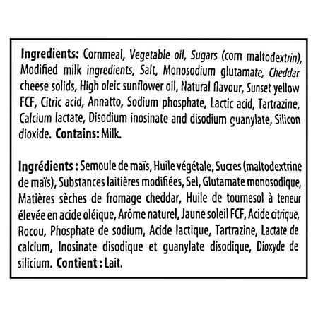List of ingredients for Humpty Dumpty Cheese Sticks 560g with black text on a white background