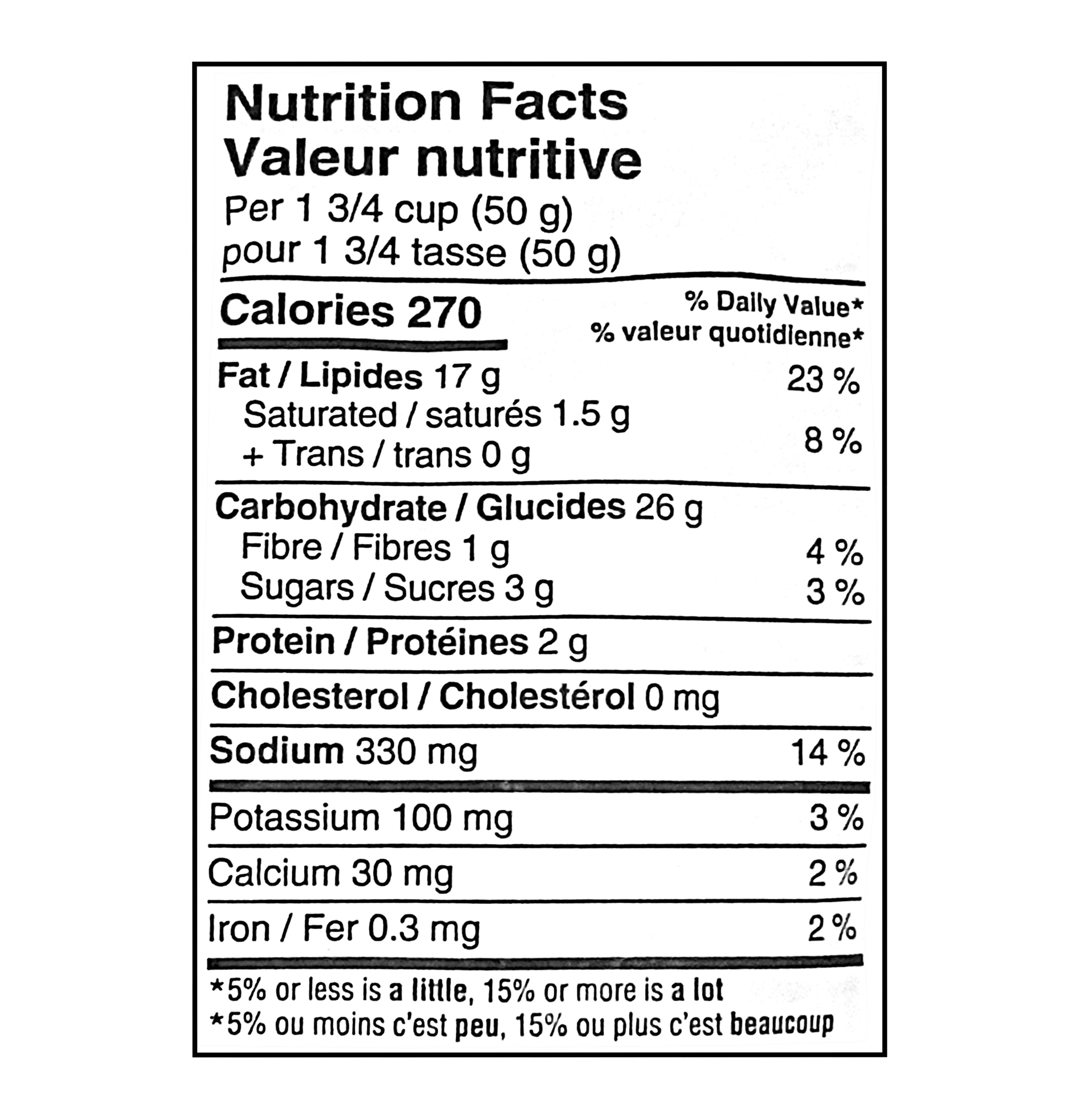 Nutrition facts label for Humpty Dumpty Cheese Sticks 560g on a white background