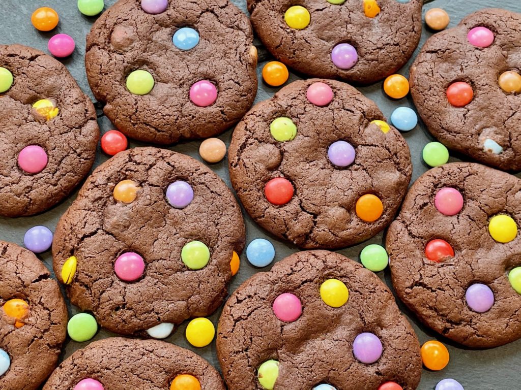 Chocolate cookies made with Nestle Smarties Chocolates