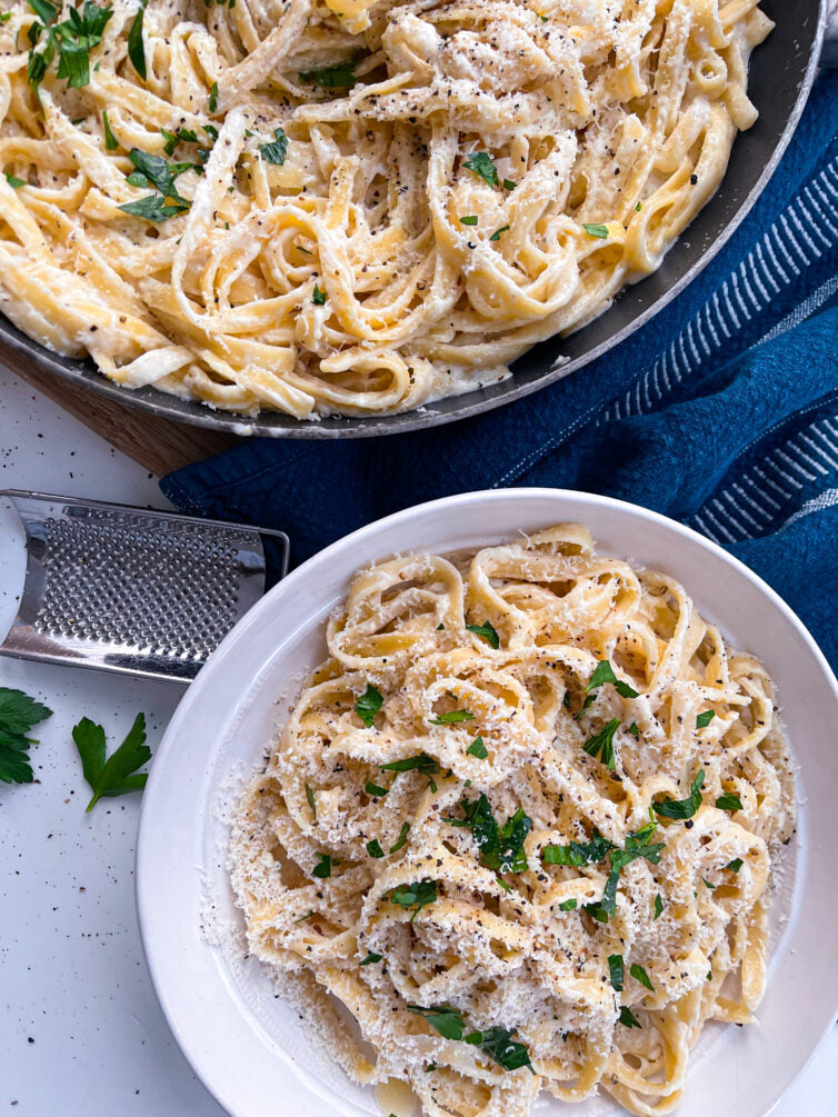 Club House Pasta Alfredo served up.