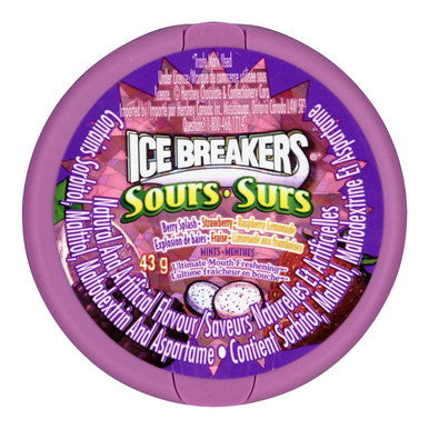  Ice Breakers Sours, Mints, Strawberry, Berry Splash, Cherry, 6ct Top view of the Package
