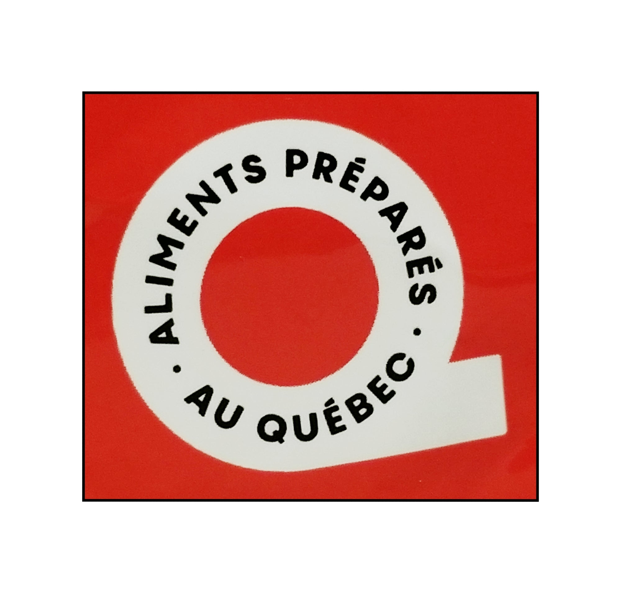 Logo with a red background and white text 'ALIMENTS PRØPØRES AU QUØBEC' on a white background