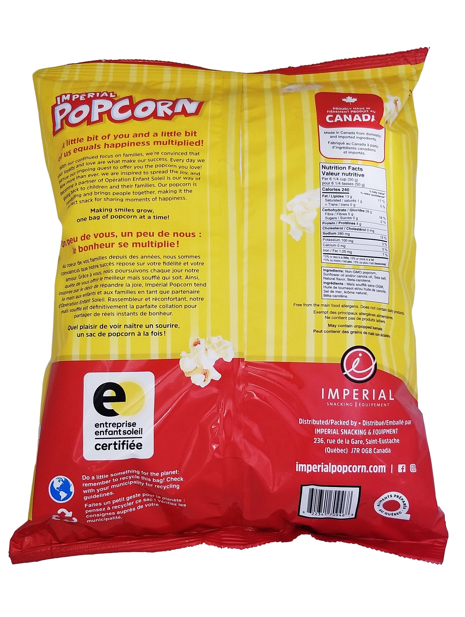 Imperial Popcorn 300g packaging with yellow and red design on a white background