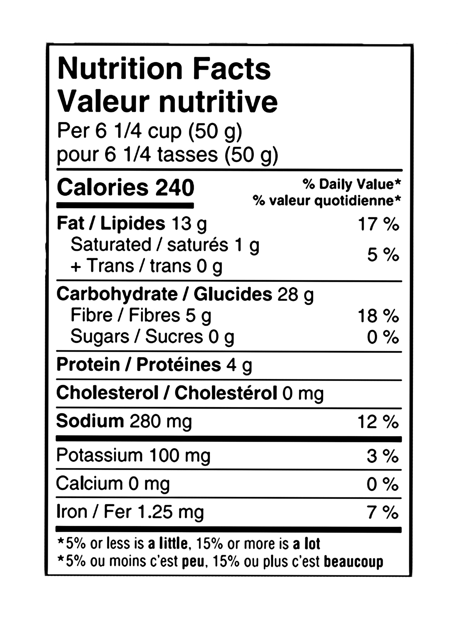 Nutrition facts label for Imperial Butter Flavor Movie Popcorn 300g on a white background